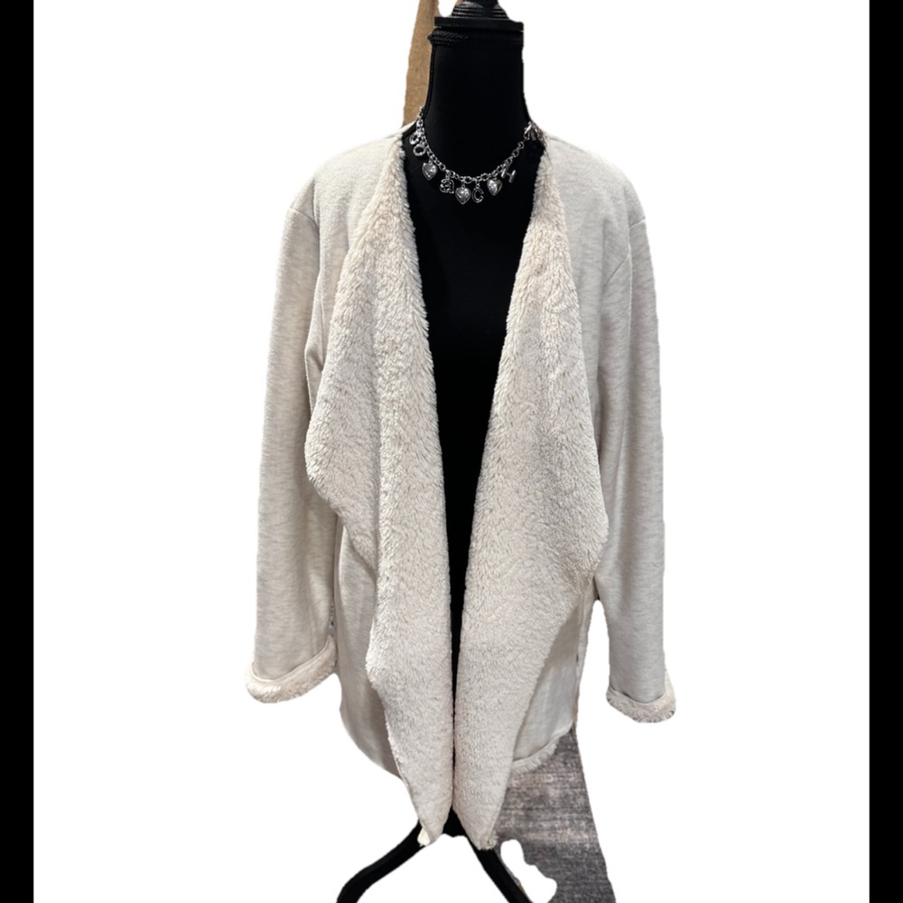 UGG Cream Sherpa Lined Open Cardigan